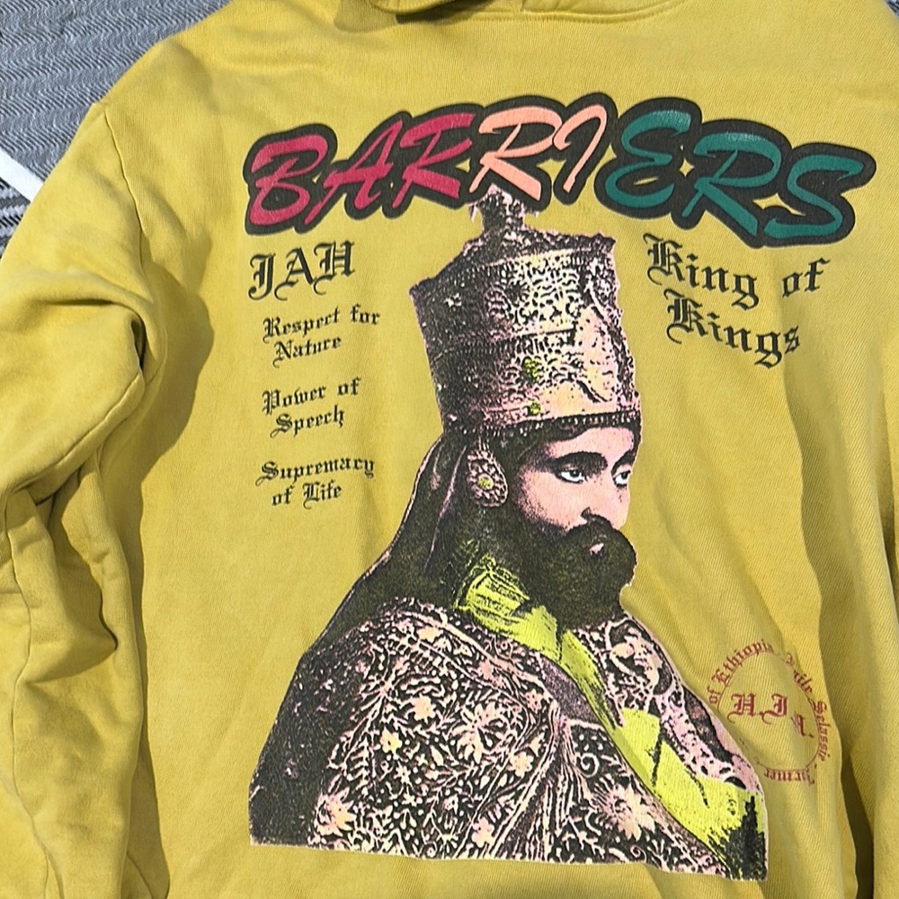 Yellow Graphic Hoodie with Artistic Print
